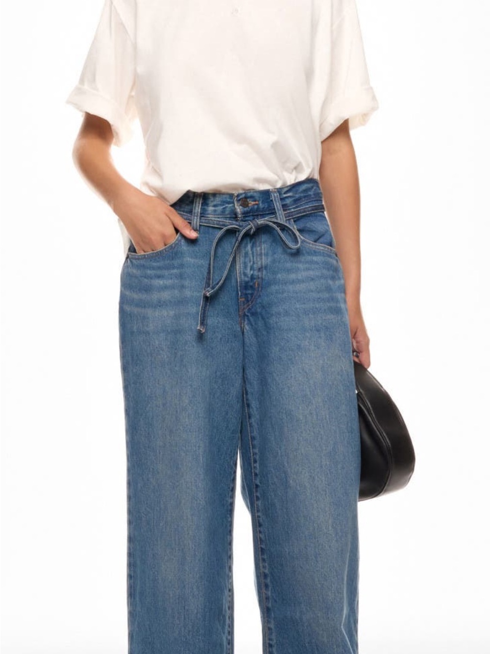 Levi's Blue High-Rise Wide Leg Jeans with Tie Waist - Picture 2 of 6
